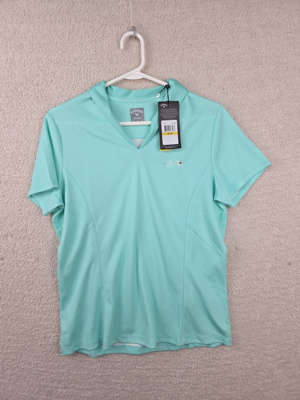Callaway Mint Green Polo with Red Logo Detail